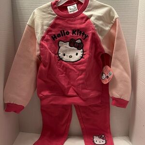 Hello Kitty Pink & Cream Raglan Sweatshirt with Sequin Bow new